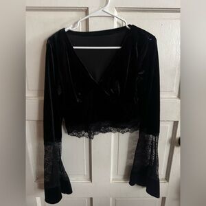 Elegant Black Velvet Women's Top